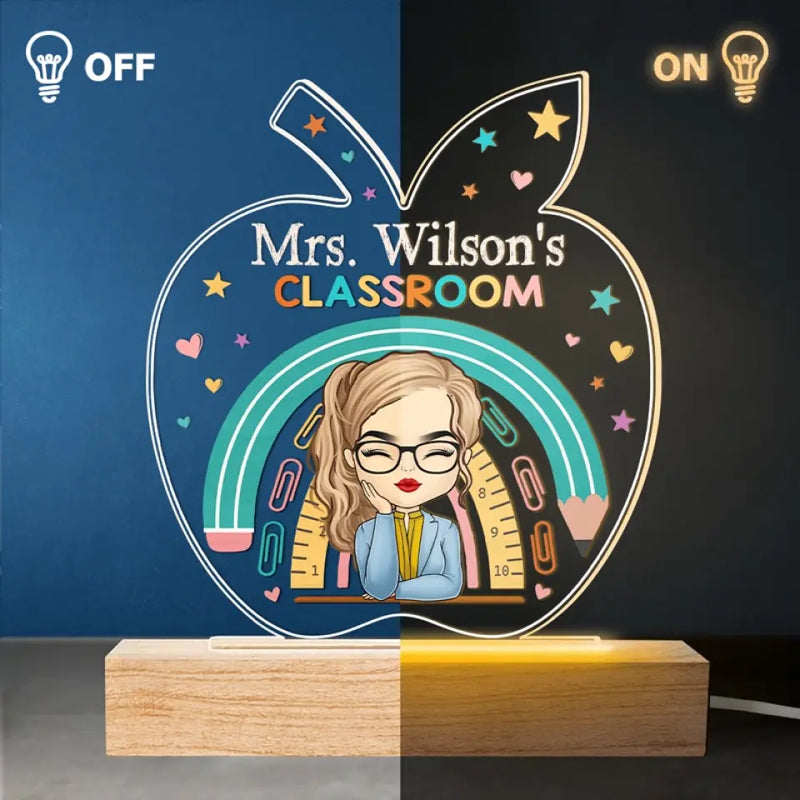 Custom Name Classroom Gifts for Teachers - Personalized Acrylic LED Light