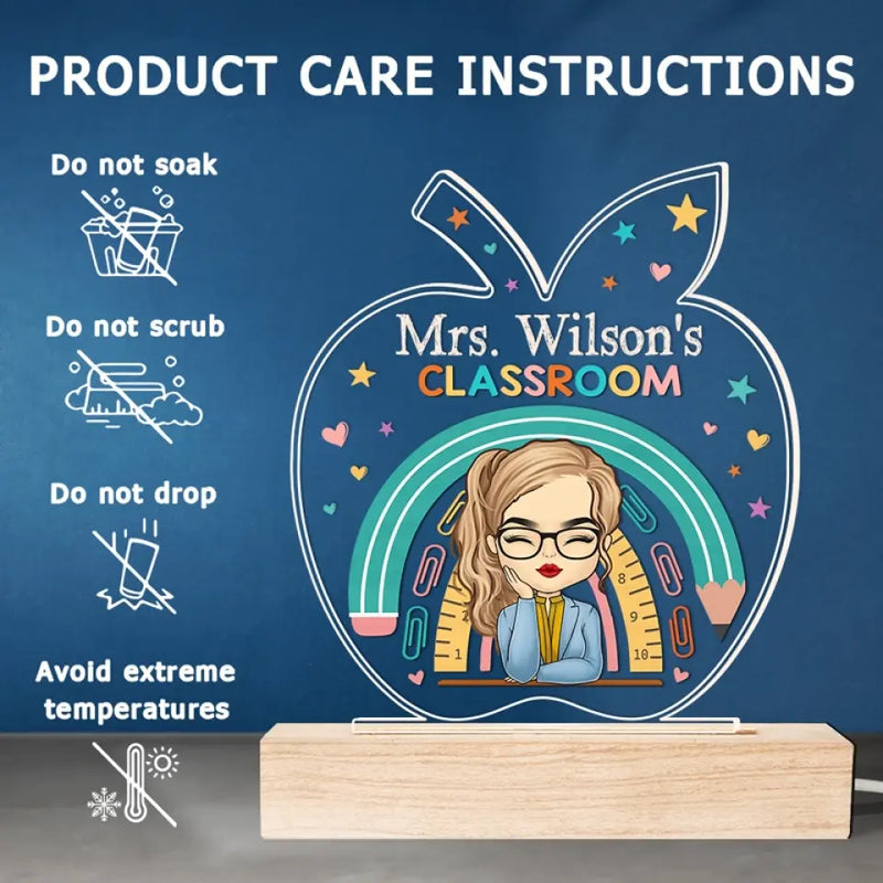 Custom Name Classroom Gifts for Teachers - Personalized Acrylic LED Light