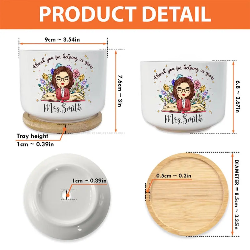 Custom Name Teacher Appreciation Gifts - Personalized Ceramic Plant Pot