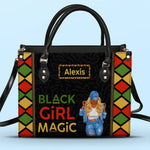 Custom Name Black Girl Magic Gifts for Women - Personalized Leather Handbag
