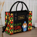 Custom Name Black Girl Magic Gifts for Women - Personalized Leather Handbag