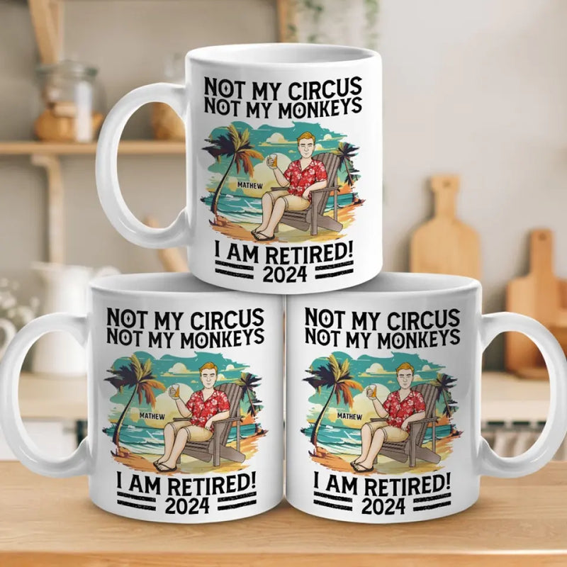 Custom Name Retirement Beach Gifts for Men - Personalized Mugs