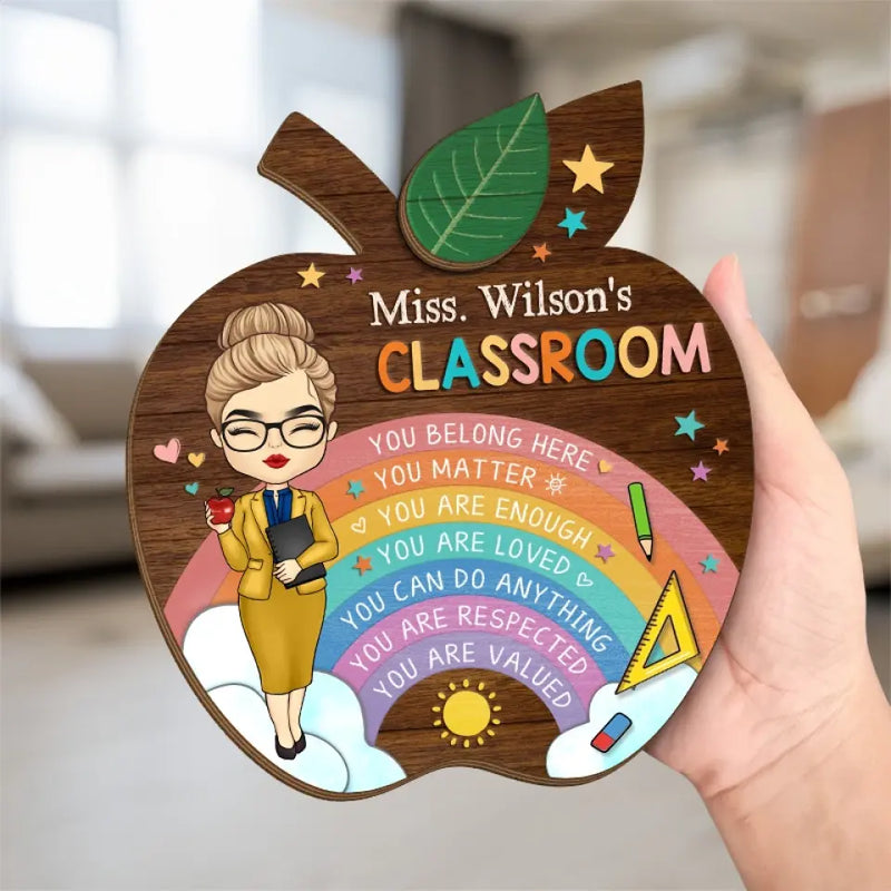 Custom Name Teacher Classroom Affirmation Gifts - Personalized Wooden Plaque