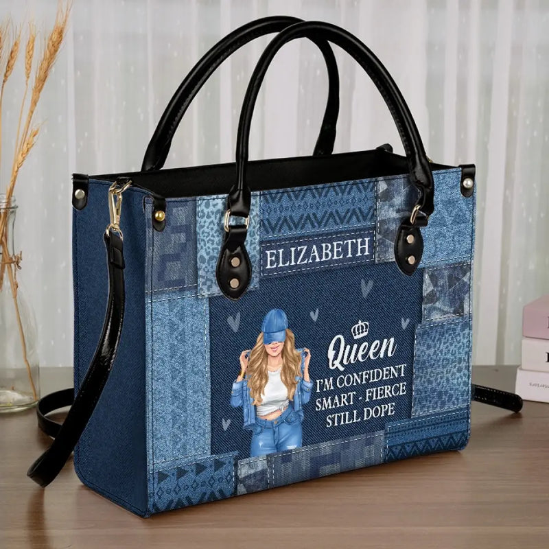 Custom Name Queen Affirmation Gifts for Women - Personalized Leather Handbag