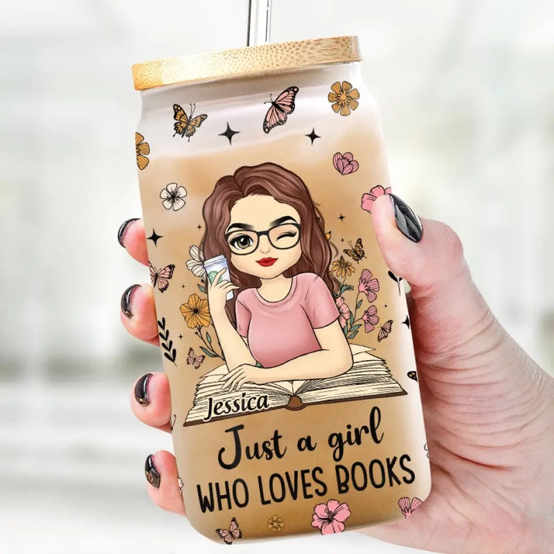 Custom Name Book Lover Gifts for Women - Personalized Glass Cup