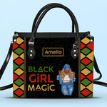 Custom Name Black Girl Magic Gifts for Women - Personalized Leather Handbag