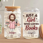 Custom Name Book Lover Gifts for Women - Personalized Glass Cup