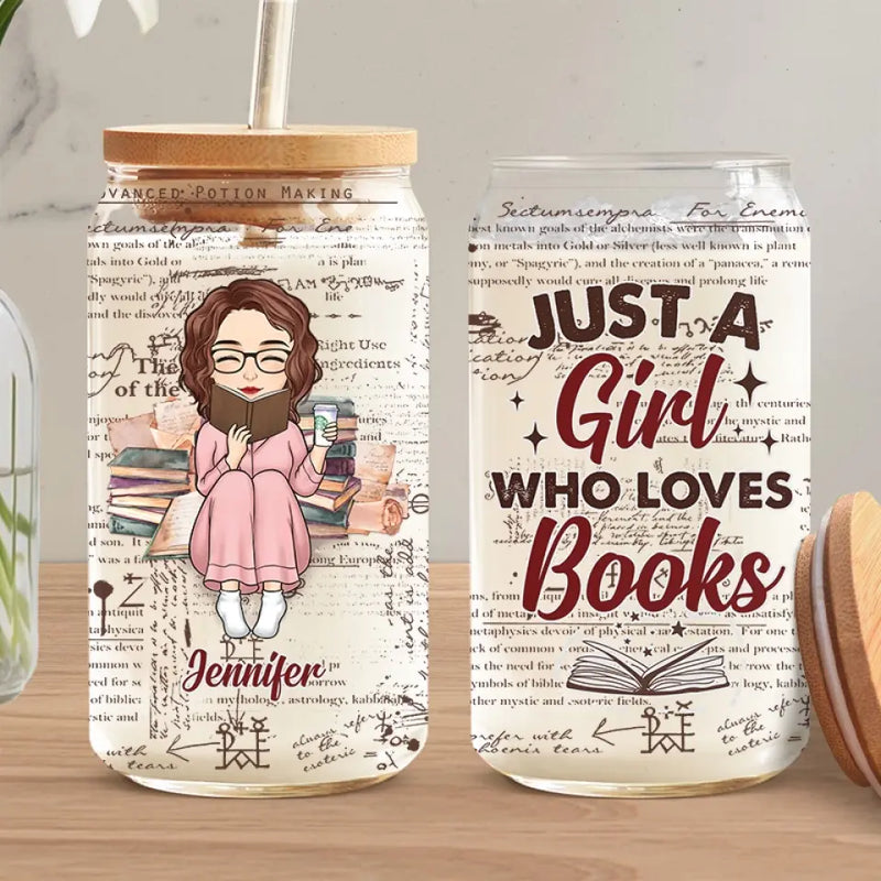 Custom Name Book Lover Gifts for Women - Personalized Glass Cup
