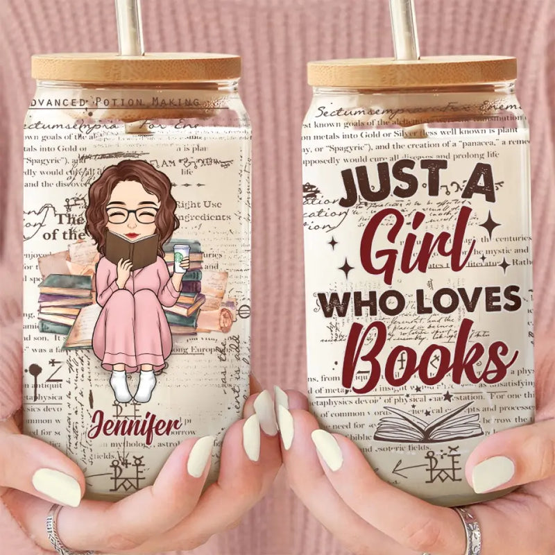 Custom Name Book Lover Gifts for Women - Personalized Glass Cup