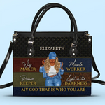 Custom Name Christian Faith Gifts for Women - Personalized Leather Handbag