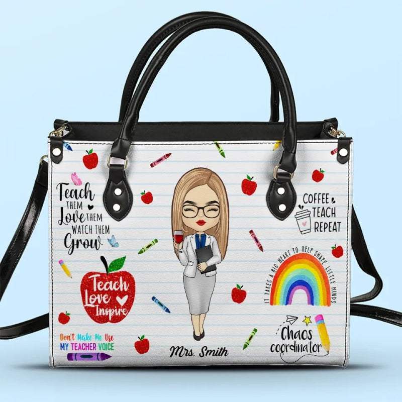 Custom Name Teacher Appreciation Gifts - Personalized Leather Handbag