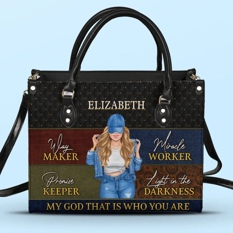 Custom Name Christian Faith Gifts for Women - Personalized Leather Handbag