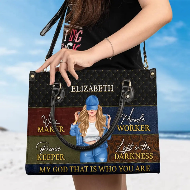 Custom Name Christian Faith Gifts for Women - Personalized Leather Handbag