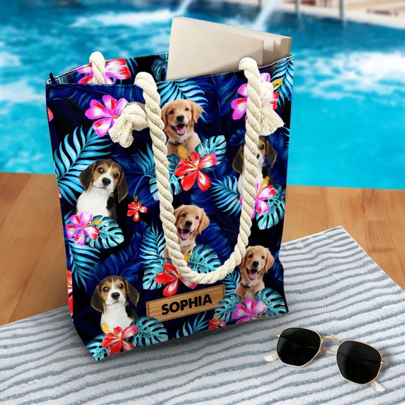 Custom Name Tropical Dog Gifts for Pet Lovers - Personalized Beach Bag