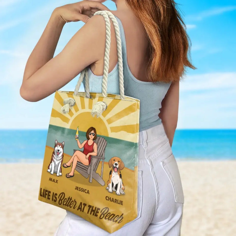 Custom Name Dog Beach Gifts - Personalized Beach Bag