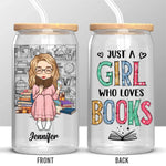 Custom Name Book Lover Gifts for Women - Personalized Glass Cup