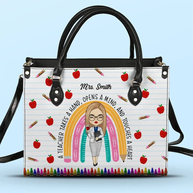 Custom Name Teacher Gifts - Personalized Leather Handbag