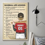 Custom Name Baseball Life Lessons Gifts for Baseball Players - Personalized Poster