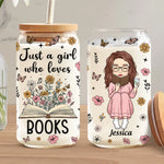 Custom Name Book Lover Gifts for Women - Personalized Glass Cup