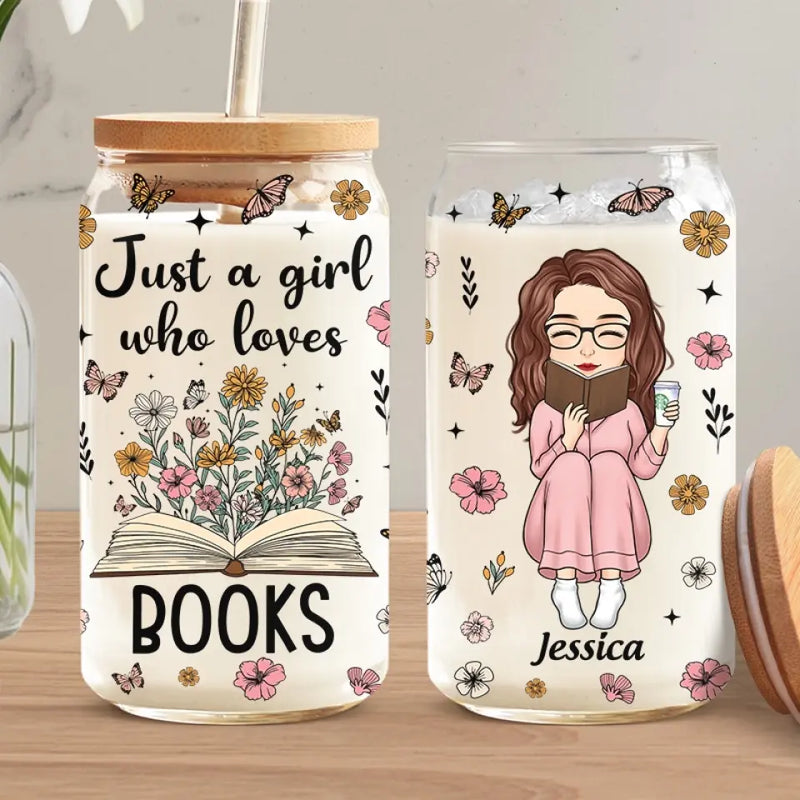 Custom Name Book Lover Gifts for Women - Personalized Glass Cup