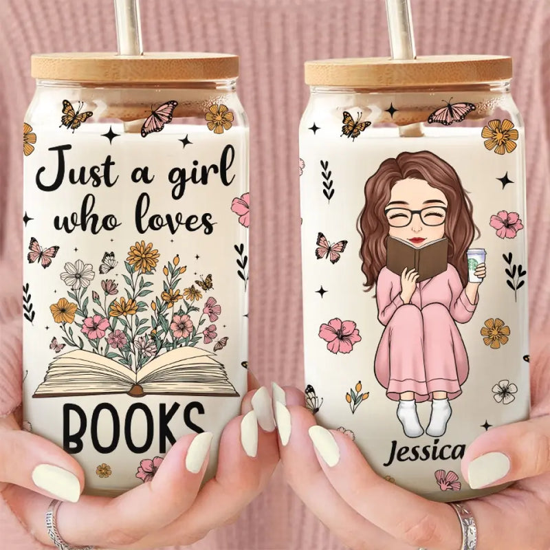 Custom Name Book Lover Gifts for Women - Personalized Glass Cup