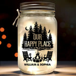 Custom Name Camping Gifts for Couples - Personalized Mason Jar Light