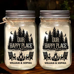 Custom Name Camping Gifts for Couples - Personalized Mason Jar Light