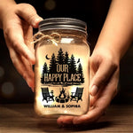 Custom Name Camping Gifts for Couples - Personalized Mason Jar Light