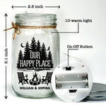 Custom Name Camping Gifts for Couples - Personalized Mason Jar Light