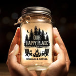 Custom Name Camping Gifts for Couples - Personalized Mason Jar Light