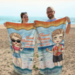 Custom Name Travel Partners Gifts for Couples - Personalized Beach Towel