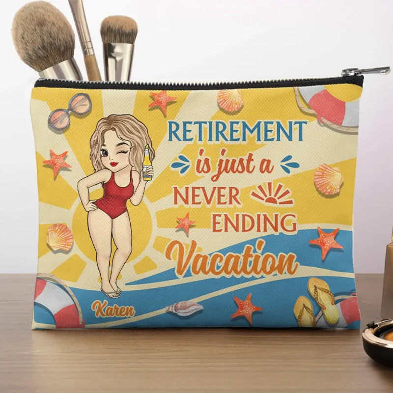 Custom Name Retirement Vacation Gifts for Women - Personalized Cosmetic Bag