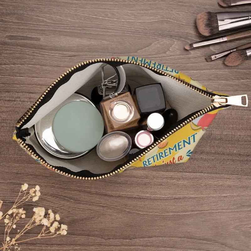 Custom Name Retirement Vacation Gifts for Women - Personalized Cosmetic Bag