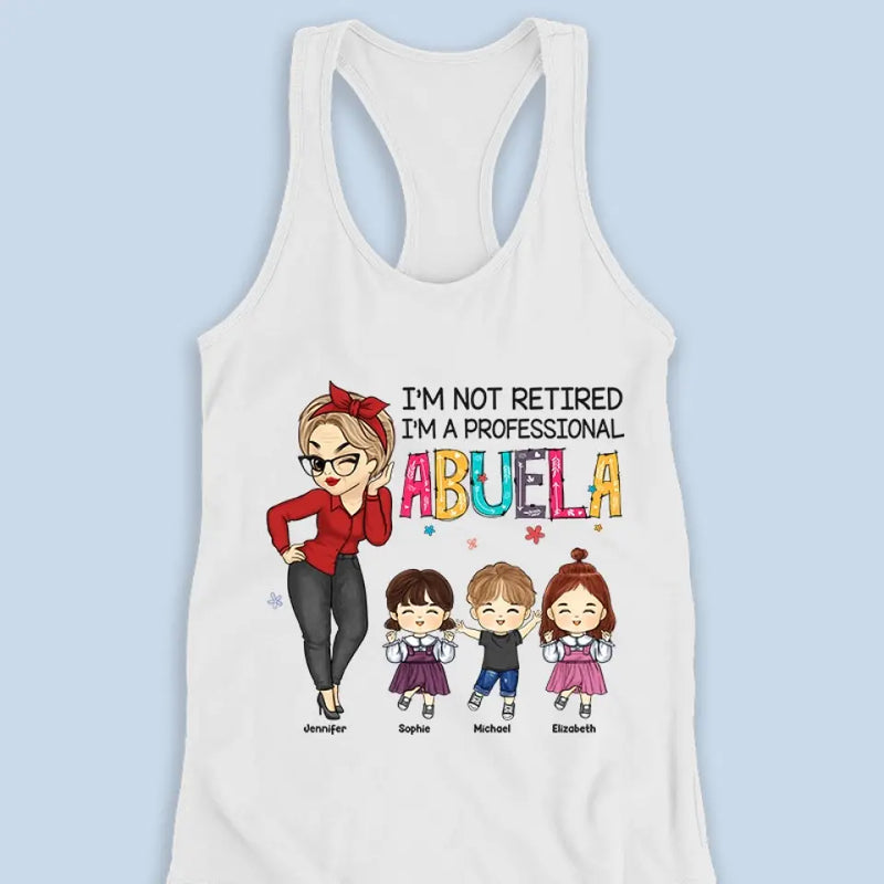 Custom Name Professional Abuela Gifts for Grandma - Personalized Racer Back Tank Top
