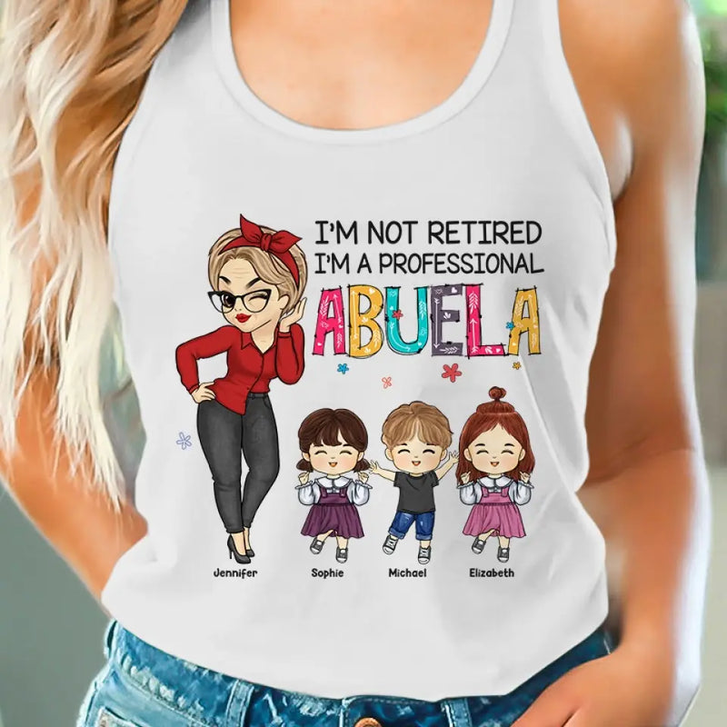 Custom Name Professional Abuela Gifts for Grandma - Personalized Racer Back Tank Top