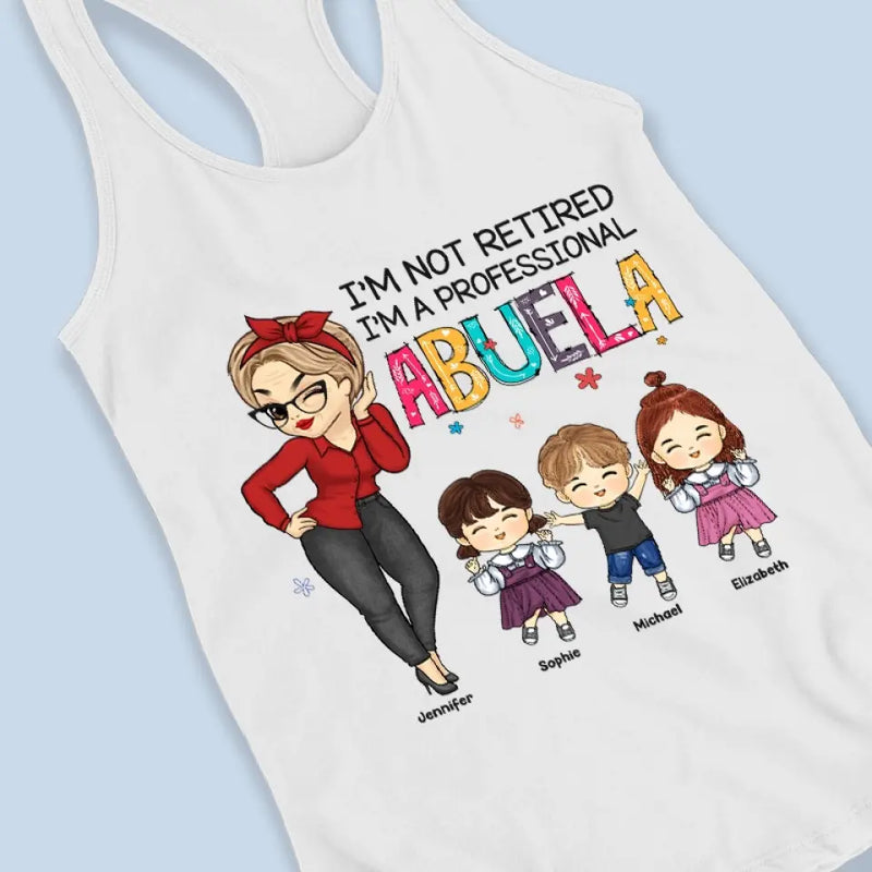 Custom Name Professional Abuela Gifts for Grandma - Personalized Racer Back Tank Top
