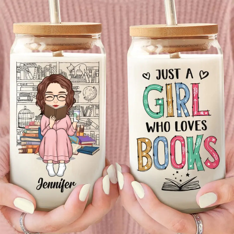 Custom Name Book Lover Gifts for Women - Personalized Glass Cup