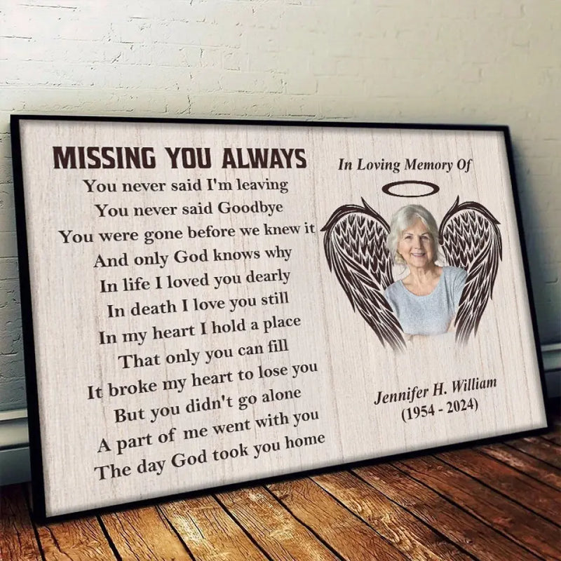 Custom Photo Memorial Angel Tribute - Personalized Poster