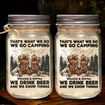 Custom Name Camping Beer Gifts for Couples - Personalized Mason Jar Light