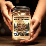 Custom Name Camping Beer Gifts for Couples - Personalized Mason Jar Light
