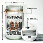 Custom Name Camping Beer Gifts for Couples - Personalized Mason Jar Light