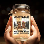 Custom Name Camping Beer Gifts for Couples - Personalized Mason Jar Light