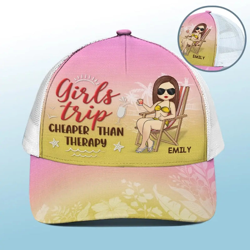 Custom Name Girls Trip Gifts for Women - Personalized Mesh-back Baseball Cap