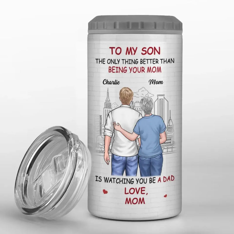 Custom Name New Dad Gifts from Mom - Personalized Can Cooler