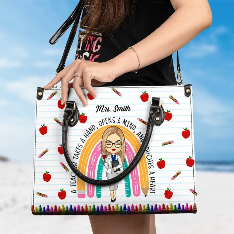 Custom Name Teacher Gifts - Personalized Leather Handbag