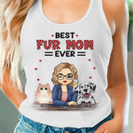 Custom Name Best Fur Mom Gifts for Pet Lovers - Personalized Racer Back Tank Top