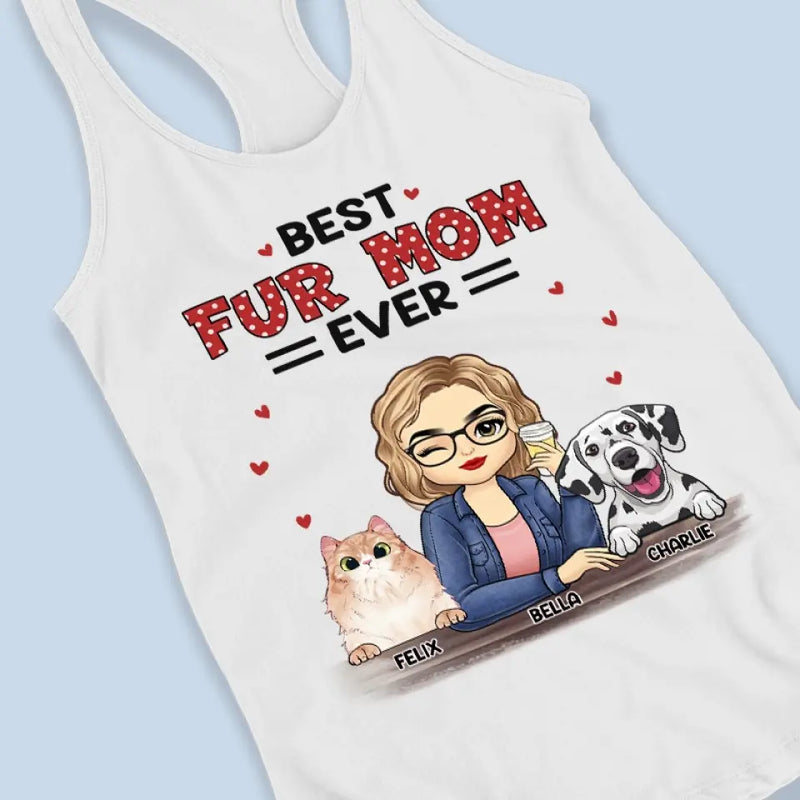 Custom Name Best Fur Mom Gifts for Pet Lovers - Personalized Racer Back Tank Top