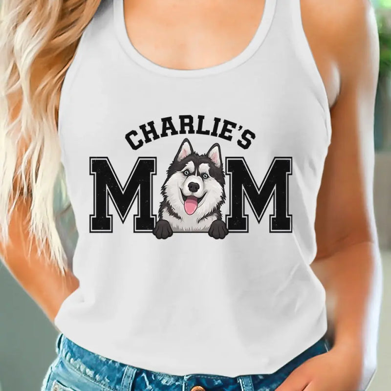 Custom Pet Name Husky Gifts for Dog Moms - Personalized Racer Back Tank Top