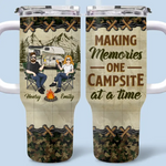 Custom Name Camping Gifts for Couples - Personalized 40 Oz Tumbler With Handle