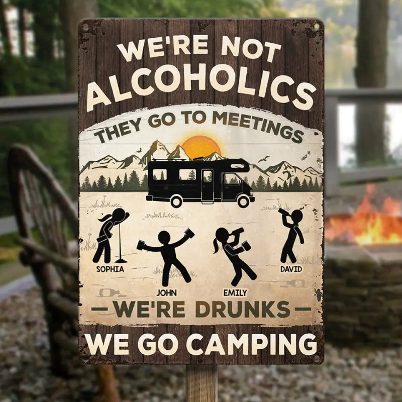 Custom Name Funny Drinking Camping Gifts for Campers - Personalized Metal Sign